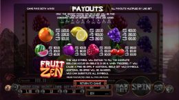 Fruit Zen preview payouts